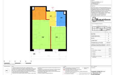 Rzut - Mieszkanie na sprzedaż 2 pokoje o powierzchni 43,57 m² - numer A4 w Augustówka Residence
