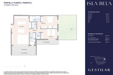 Rzut - Mieszkanie na sprzedaż 2 pokoje o powierzchni 100,78 m² - numer 61C w Isla Bela
