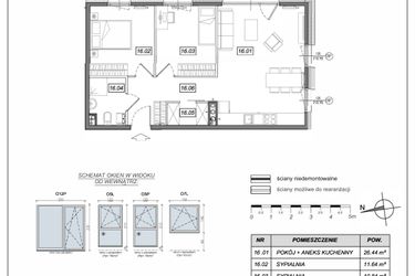 Rzut - Mieszkanie na sprzedaż 3 pokoje o powierzchni 63,11 m² - numer 5.A.16 w Urzeka bud. 5