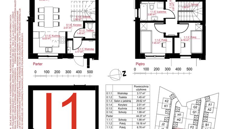 Rzut - Dom na sprzedaż 4 pokoje o powierzchni 134,7 m² - numer I1 w Gostyńska Invest II
