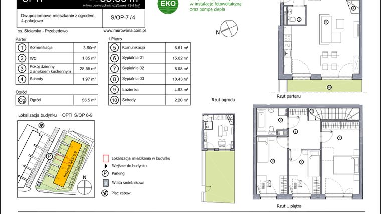Rzut - Mieszkanie na sprzedaż 4 pokoje o powierzchni 83,58 m² - numer S-OP-7-4 w os. Stolarska