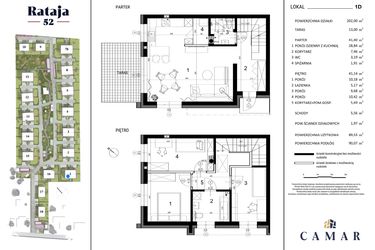 Rzut - Dom na sprzedaż 4 pokoje o powierzchni 89,53 m² - numer 1D w Rataja 52 - etap II