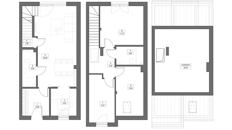 Rzut - Dom na sprzedaż 5 pokoi o powierzchni 106,7 m² - numer 1B w Ceglane Domki