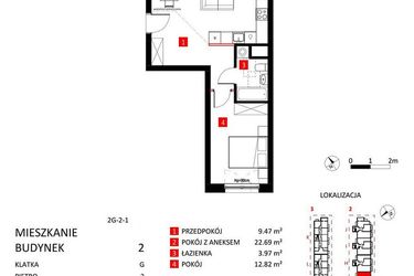 Rzut - Mieszkanie na sprzedaż 2 pokoje o powierzchni 48,95 m² - numer AJ_13A/6 w Apartamenty Jeździecka
