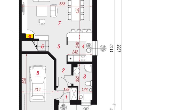 Rzut - Dom na sprzedaż 5 pokoi o powierzchni 135,55 m² - numer 3 w Ornontowice