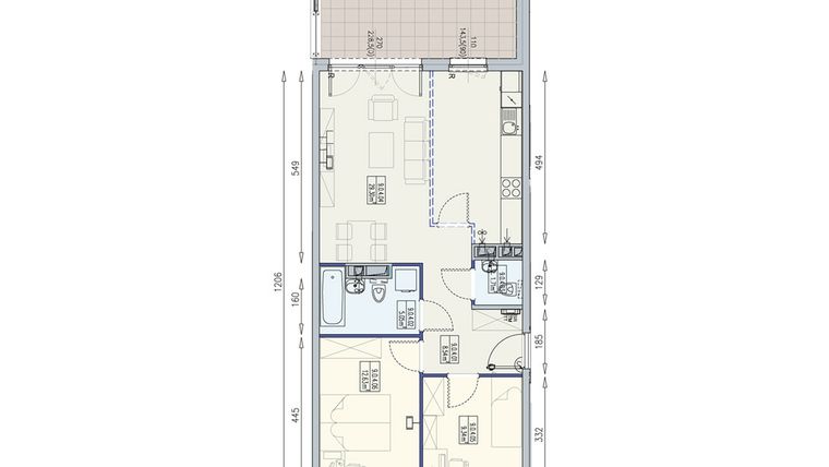 Rzut - Mieszkanie na sprzedaż 3 pokoje o powierzchni 66,57 m² - numer K2 9/0/4/3k w Południk 17 - budynek K2