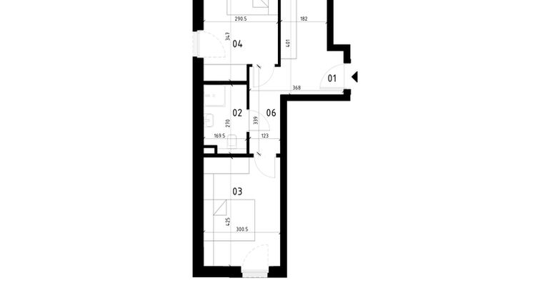 Rzut - Mieszkanie na sprzedaż 3 pokoje o powierzchni 59,41 m² - numer 17 w Traugutta
