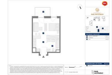 Rzut - Mieszkanie na sprzedaż 1 pokój o powierzchni 30,51 m² - numer B92 w Apartamenty Park Matecznego Etap 1
