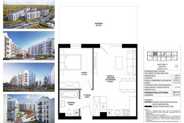 Rzut - Mieszkanie na sprzedaż 2 pokoje o powierzchni 42,71 m² - numer C.0.2 w Skandinavia