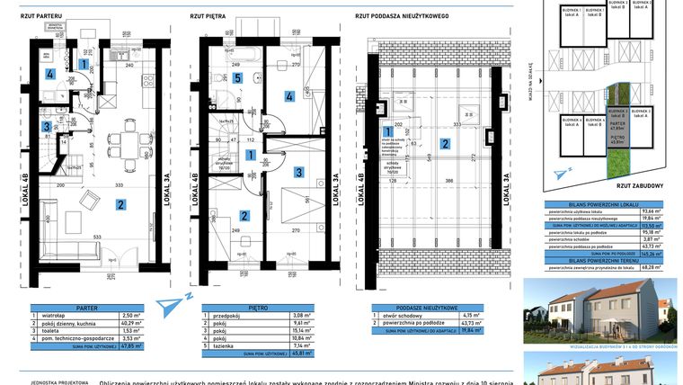 Rzut - Dom na sprzedaż 4 pokoje o powierzchni 145,26 m² - numer 3B w Domy w Biestrzykowie