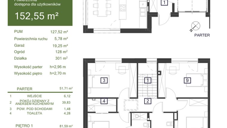 Rzut - Dom na sprzedaż 5 pokoi o powierzchni 152,45 m² - numer 31B w Osiedle Żywiczna