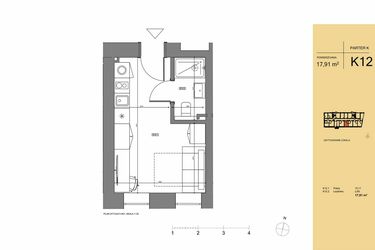 Rzut - Mieszkanie na sprzedaż 1 pokój o powierzchni 17,91 m² - numer K12 w Rezydencja San Petrus