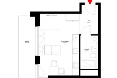 Rzut - Mieszkanie na sprzedaż 1 pokój o powierzchni 28,51 m² - numer F.5.7 w INSPIRE ETAP V – bud. F, G