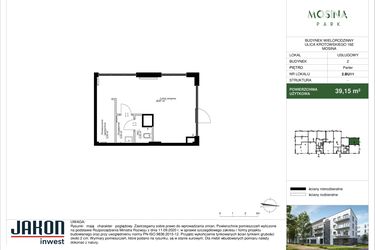 Rzut - Lokal użytkowy na sprzedaż 1 pokój o powierzchni 38,32 m² - numer 2.BU11 w Mosina Park