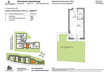 Rzut - Mieszkanie na sprzedaż 1 pokój o powierzchni 29,06 m² - numer E.3 w Och!Widzew