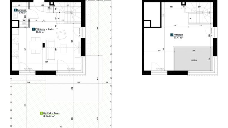Rzut - Mieszkanie na sprzedaż 1 pokój o powierzchni 61,67 m² - numer AB0002 w Viva Cité 2