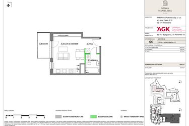 Rzut - Mieszkanie na sprzedaż 1 pokój o powierzchni 28,9 m² - numer NN-B-LM-44 w Nowa Nakielska by PHN