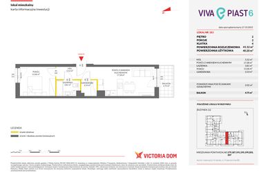 Rzut - Mieszkanie na sprzedaż 2 pokoje o powierzchni 41,12 m² - numer 183 w Viva Piast 6