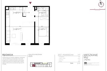 Rzut - Mieszkanie na sprzedaż 2 pokoje o powierzchni 57,46 m² - numer 17 w Pękowicka 96