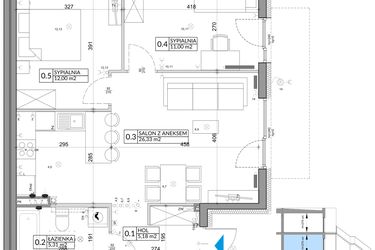Rzut - Mieszkanie na sprzedaż 3 pokoje o powierzchni 61,95 m² - numer 34A w Osiedle Młodych etap IV