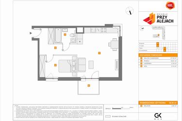 Rzut - Mieszkanie na sprzedaż 2 pokoje o powierzchni 50,93 m² - numer C27 w Osiedle Przy Alejach etap 2