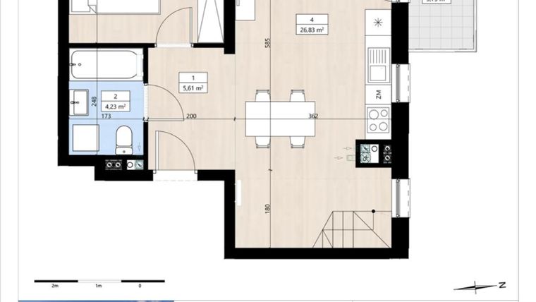 Rzut - Mieszkanie na sprzedaż 2 pokoje o powierzchni 57,08 m² - numer B4/3/39 w Montano bud. B4