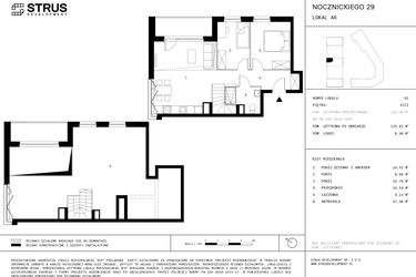 Rzut - Mieszkanie na sprzedaż 3 pokoje o powierzchni 115,92 m² - numer A6.P8 w Nocznickiego 29 bud. A