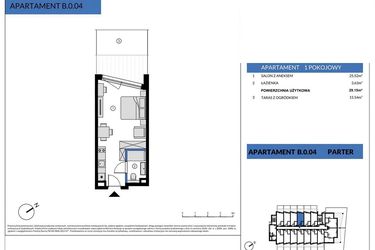 Rzut - Mieszkanie na sprzedaż 1 pokój o powierzchni 29,15 m² - numer B.004 w Wind Yacht