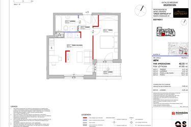 Rzut - Mieszkanie na sprzedaż 2 pokoje o powierzchni 42,33 m² - numer 8.A014 w Ursus Centralny etap VI