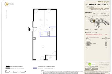 Rzut - Mieszkanie na sprzedaż 3 pokoje o powierzchni 69,18 m² - numer 74 w Markowy Targówek