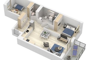 Rzut - Mieszkanie na sprzedaż 3 pokoje o powierzchni 63,55 m² - numer A.8.M55 w Sobola Biel A8