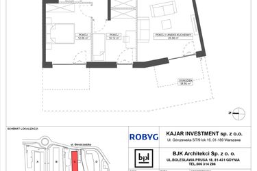 Rzut - Mieszkanie na sprzedaż 3 pokoje o powierzchni 64,6 m² - numer C.0M15 w Foresteria