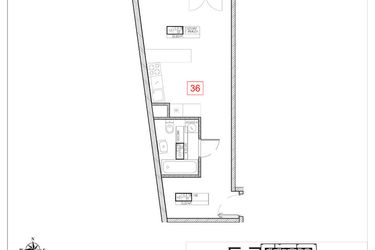 Rzut - Mieszkanie na sprzedaż 1 pokój o powierzchni 35,37 m² - numer C2.18 w Rezydencja Ogród Saski etap I i II
