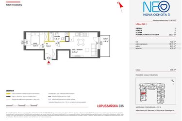 Rzut - Mieszkanie na sprzedaż 2 pokoje o powierzchni 39,07 m² - numer 8 w Neo Nova Ochota 3