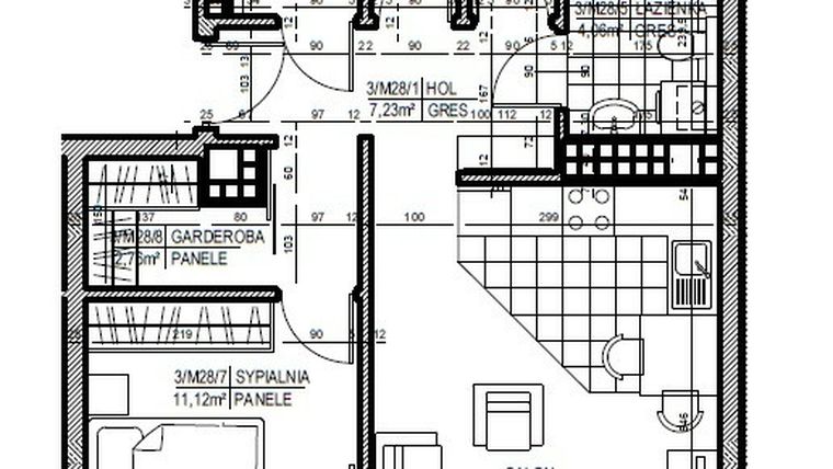 Rzut - Mieszkanie na sprzedaż 4 pokoje o powierzchni 64,99 m² - numer 29 w Staroniwskie Sady etap II