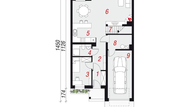 Rzut - Dom na sprzedaż 4 pokoje o powierzchni 149,3 m² - numer D w Domy Złocieniec