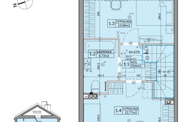 Rzut - Dom na sprzedaż 3 pokoje o powierzchni 72,53 m² - numer 88A w Nova Magdalenka 7 etap IX-XII