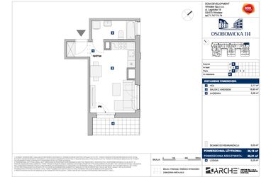 Rzut - Mieszkanie na sprzedaż 1 pokój o powierzchni 26,18 m² - numer B.47 w Osobowicka 114