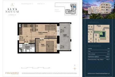 Rzut - Mieszkanie na sprzedaż 2 pokoje o powierzchni 33,49 m² - numer 11 w Alta Novum