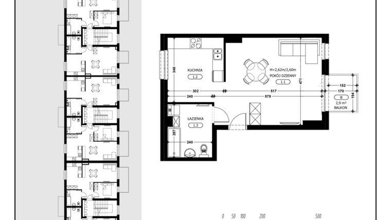 Rzut - Mieszkanie na sprzedaż 1 pokój o powierzchni 41,09 m² - numer B1-M21 w Śląska Park