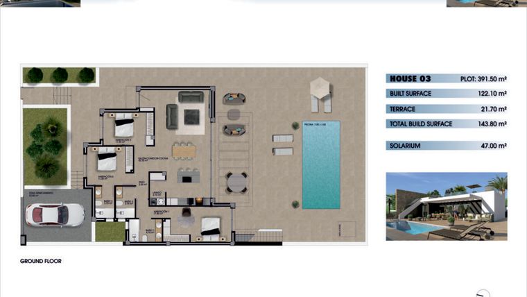 Rzut - Dom na sprzedaż 3 pokoje o powierzchni 143,8 m² - numer 3 w Domy w Mutxamel - 98534816
