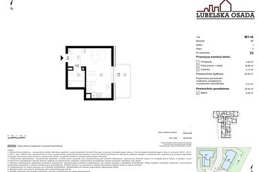 Rzut - Mieszkanie na sprzedaż 1 pokój o powierzchni 25,42 m² - numer B5.23 w Lubelska Osada budynek B5