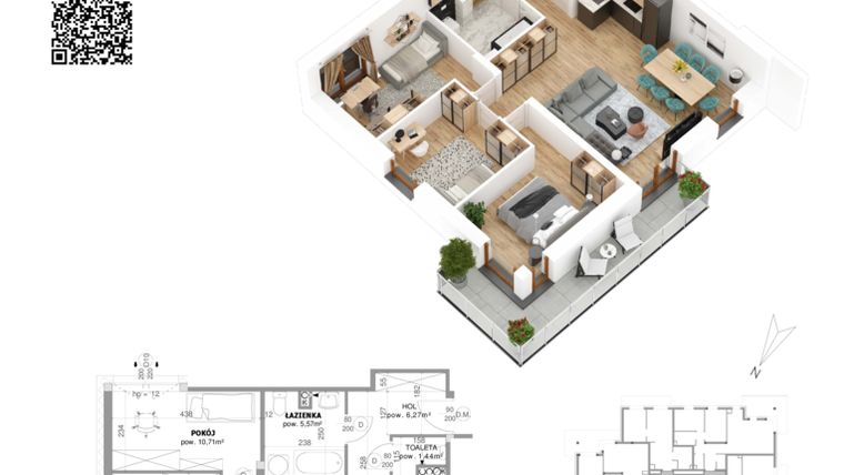 Rzut - Mieszkanie na sprzedaż 4 pokoje o powierzchni 79,43 m² - numer 19 w Villa Park - Etap IV