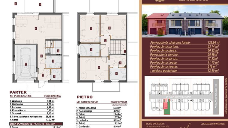 Rzut - Dom na sprzedaż 4 pokoje o powierzchni 129,96 m² - numer 17/1 w Dzielnica Hrabska etap V