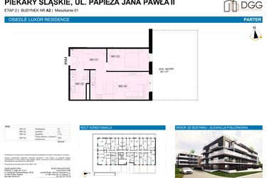 Rzut - Mieszkanie na sprzedaż 2 pokoje o powierzchni 47,4 m² - numer A2.1 w Luxor Residence