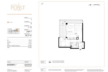 Rzut - Mieszkanie na sprzedaż 2 pokoje o powierzchni 58,77 m² - numer I_21 w Warmiński Port etap V