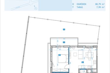 Rzut - Mieszkanie na sprzedaż 2 pokoje o powierzchni 49,21 m² - numer F4 w Osiedle Botaników etap F