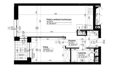 Rzut - Mieszkanie na sprzedaż 2 pokoje o powierzchni 51,5 m² - numer A/5/8 w Świerzawska 13