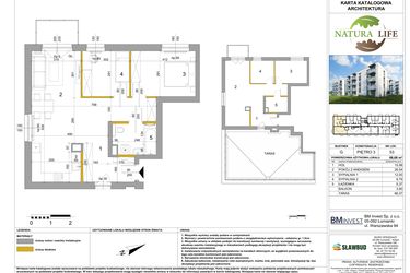 Rzut - Mieszkanie na sprzedaż 3 pokoje o powierzchni 68,98 m² - numer G.53 w Osiedle Natura Life budynki GHI