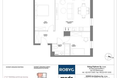 Rzut - Mieszkanie na sprzedaż 3 pokoje o powierzchni 61,13 m² - numer E.1M21 w Początek Piątkowo bud. E